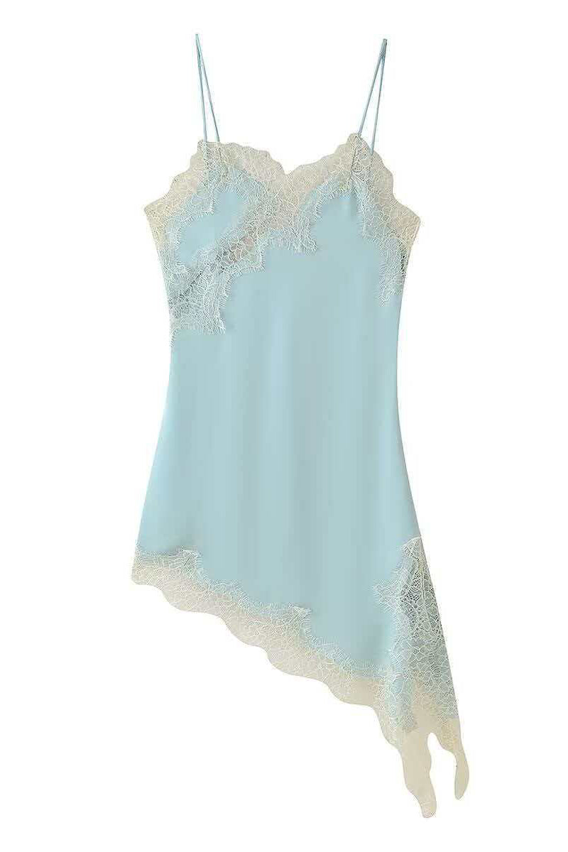 Asymmetrical Lace Hem Stylish Slip Dress