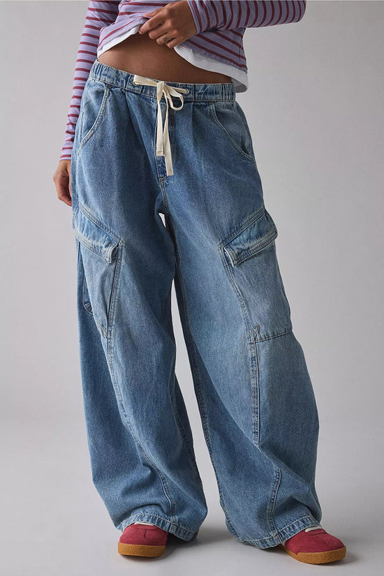 Cargo Pocket Straight Jeans