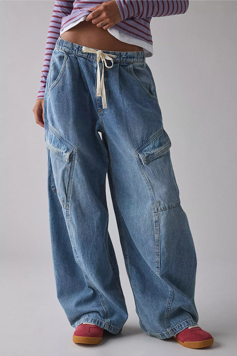 Cargo Pocket Straight Jeans