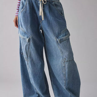 Cargo Pocket Straight Jeans