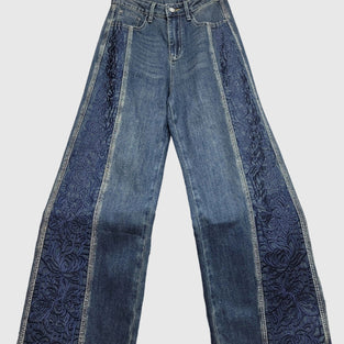 Floral Pattern Straight Leg Jeans