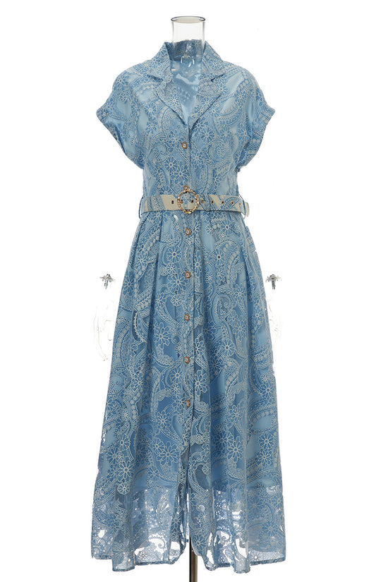 Button-Up Midi Dress with Belt