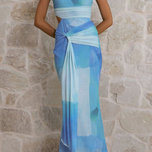 Off-Shoulder Tie Dye Maxi Dress