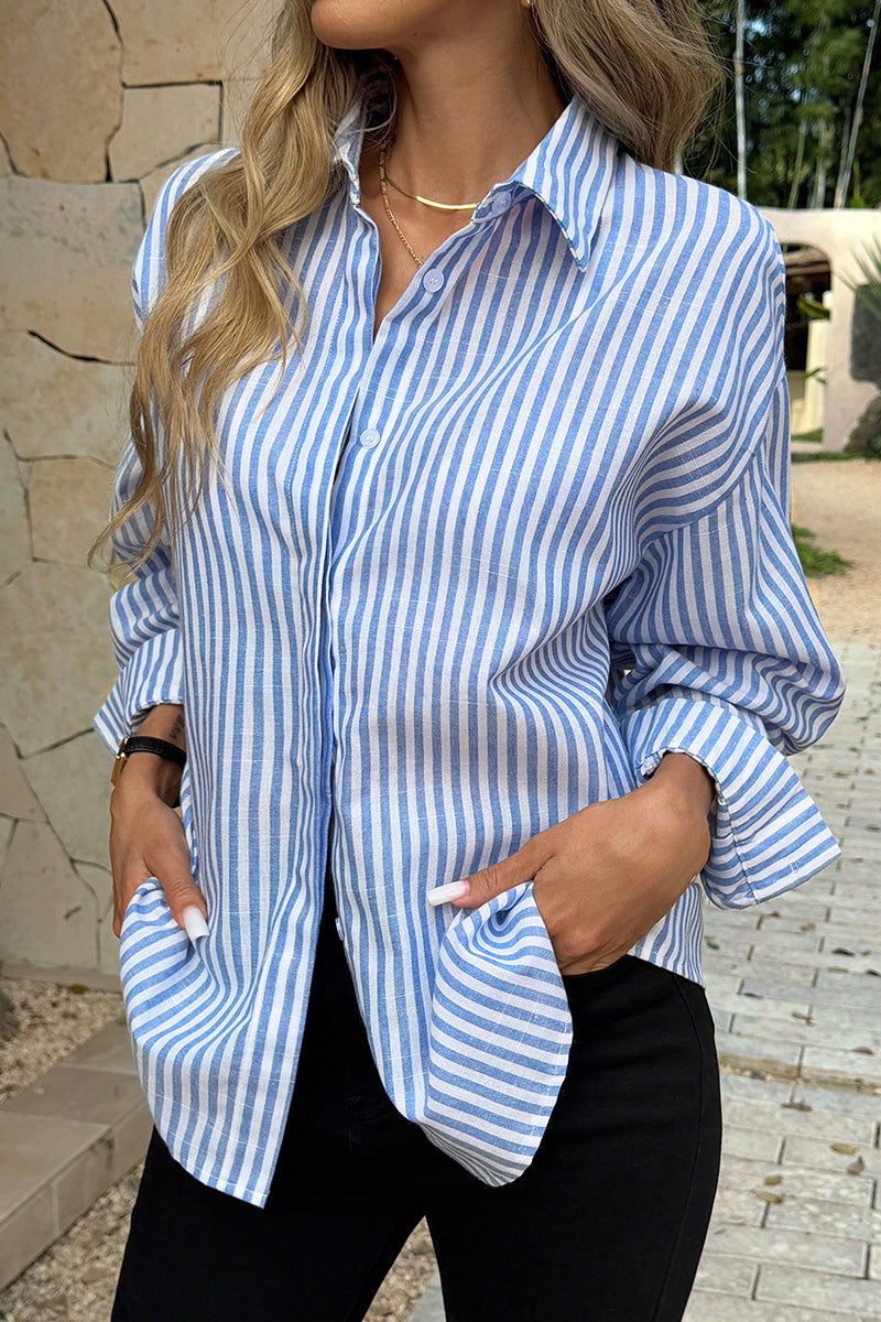 Striped Button-Up Long Sleeve Shirt