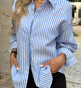 Striped Button-Up Long Sleeve Shirt