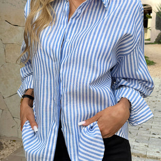 Striped Button-Up Long Sleeve Shirt