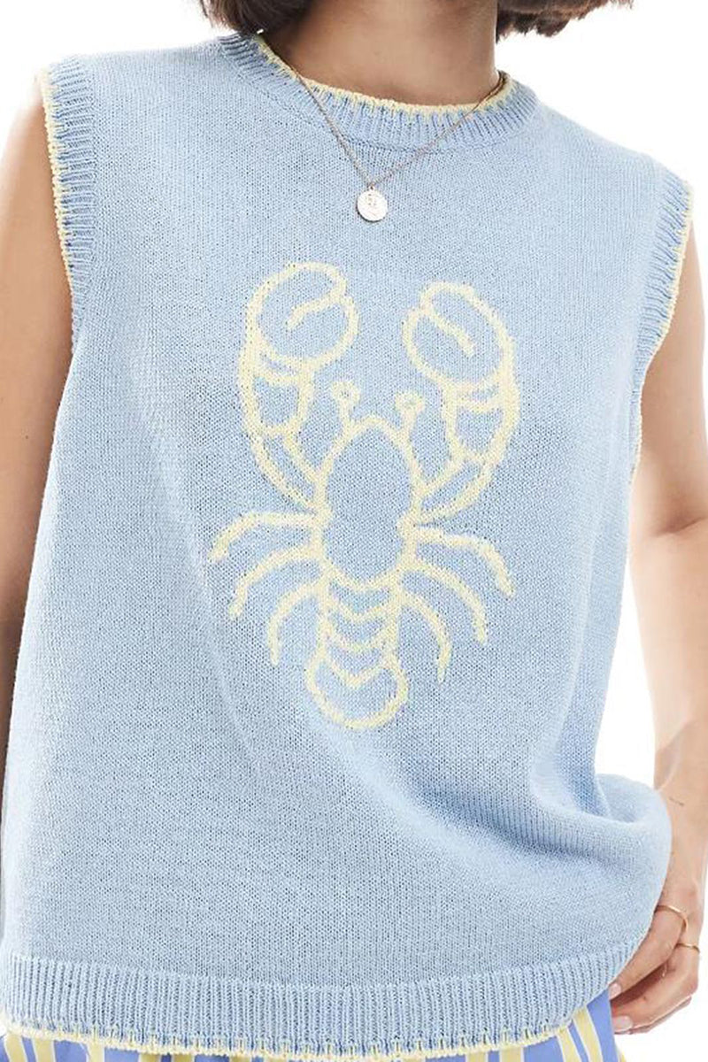 Lobster Graphic Sleeveless Sweater Vest