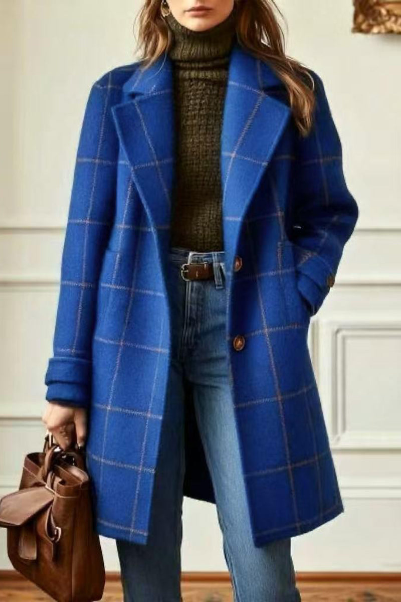 Elegant Checkered Long Coat