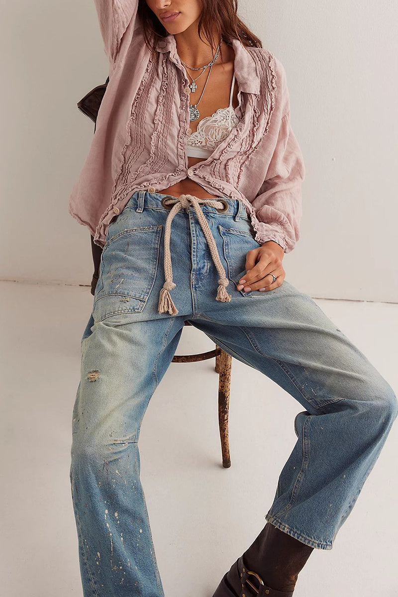 Edgy Straight-Leg Jeans with Utility Pockets