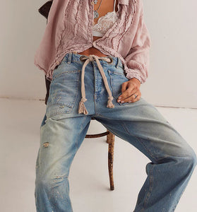 Edgy Straight-Leg Jeans with Utility Pockets