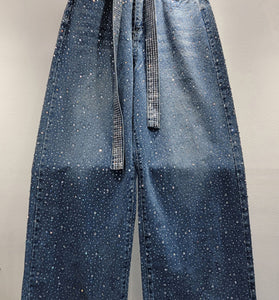 Wide Leg Jeans with Belted Detail