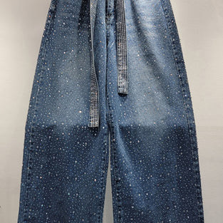Wide Leg Jeans with Belted Detail