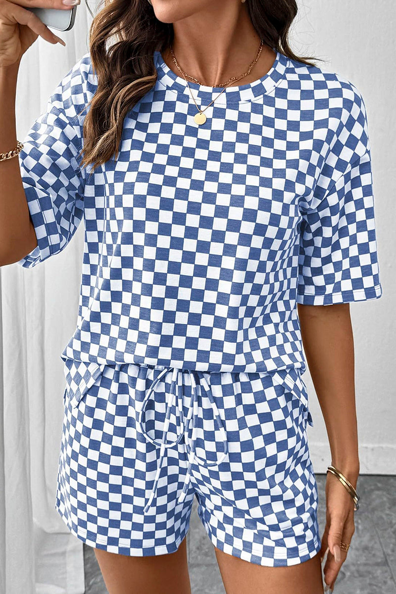 Checkerboard Sleeveless Short Set