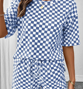 Checkerboard Sleeveless Short Set