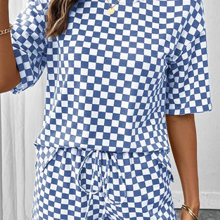 Checkerboard Sleeveless Short Set