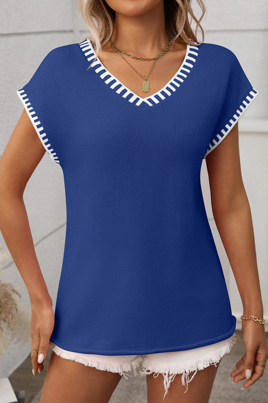 Striped Edge V-Neck Sweater Vest