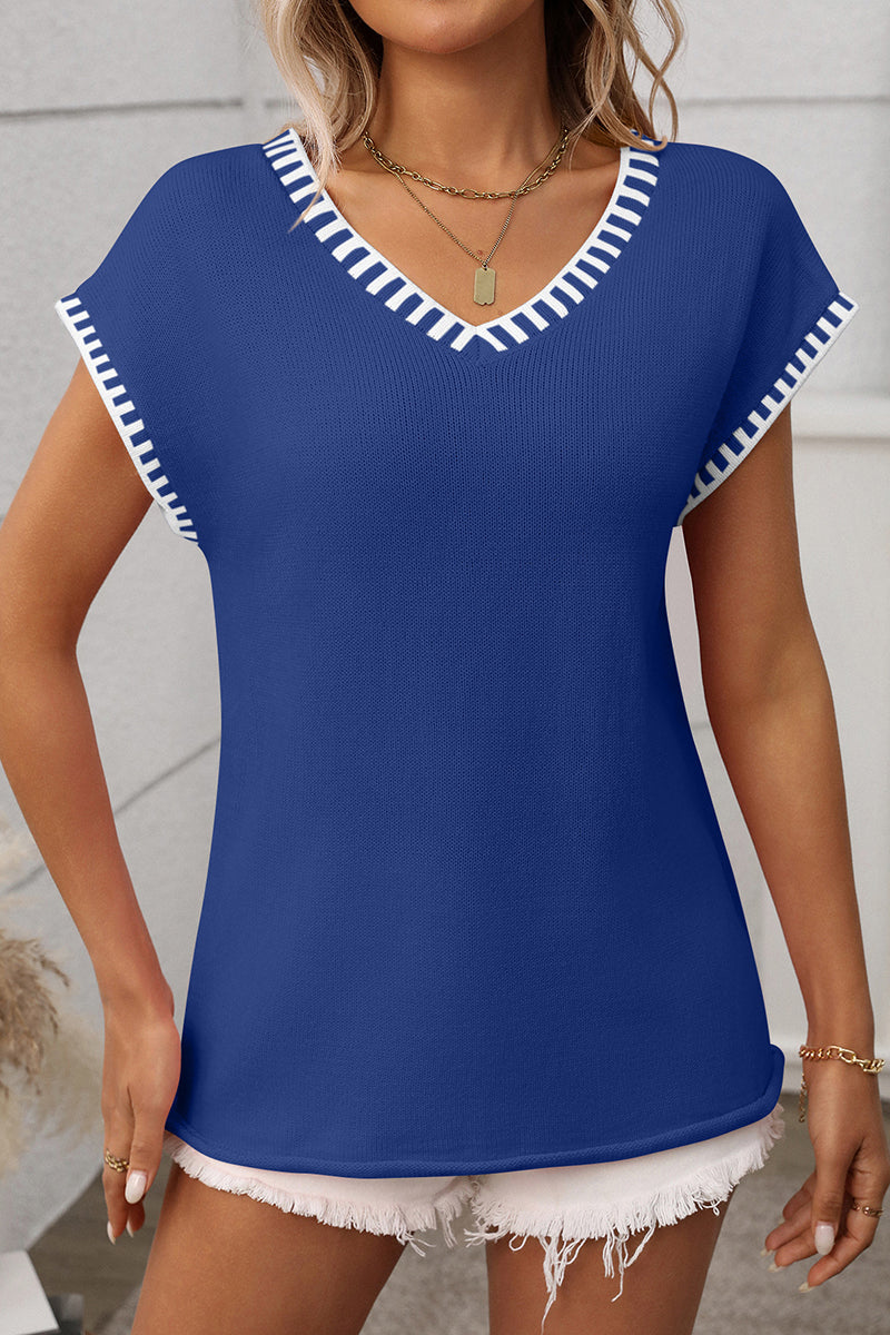 Striped Edge V-Neck Sweater Vest