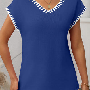 Striped Edge V-Neck Sweater Vest