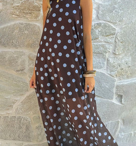 Polka Dot Sleeveless Maxi Dress