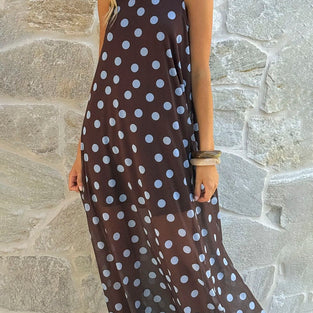 Polka Dot Sleeveless Maxi Dress