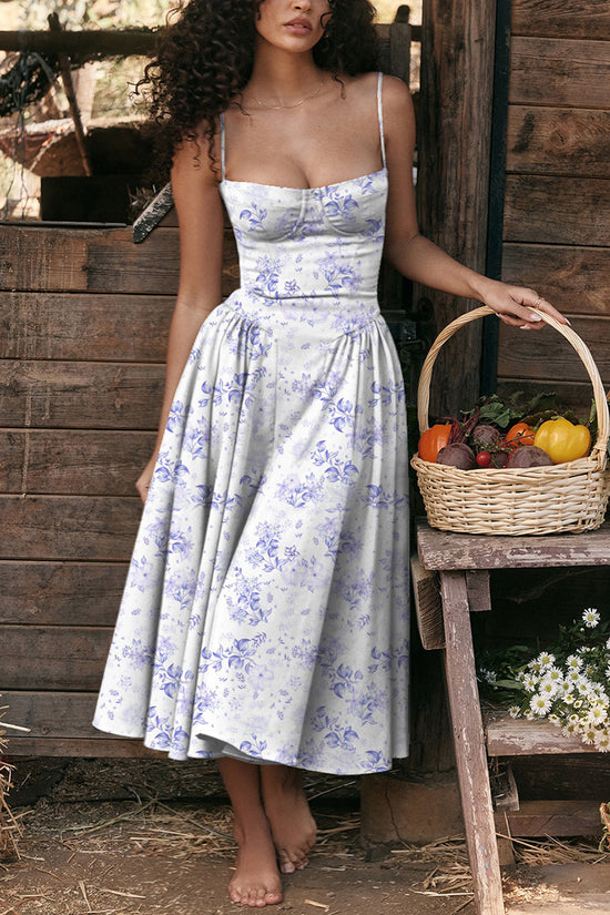 Elegant Floral Sleeveless Casual Midi Dress