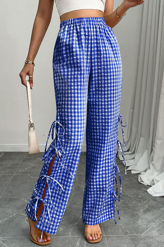 Gingham Tie-Side Casual Pants