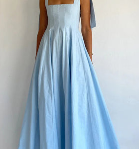Bow Tie Strap Sleeveless Maxi Dress