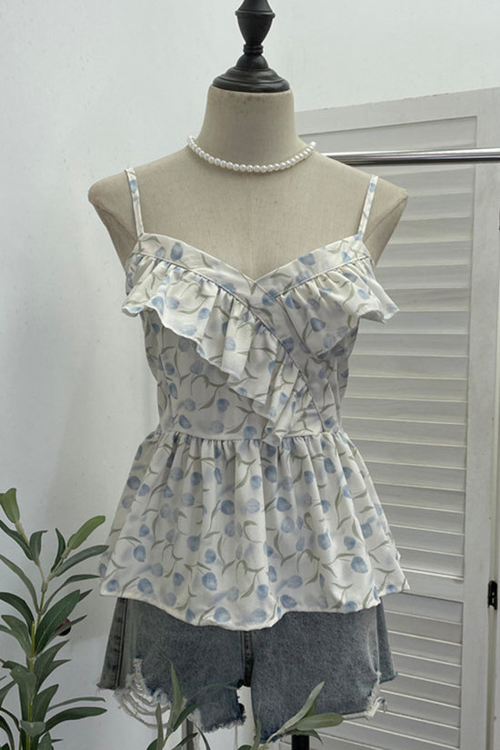 Floral Ruffle Sleeveless Camisole