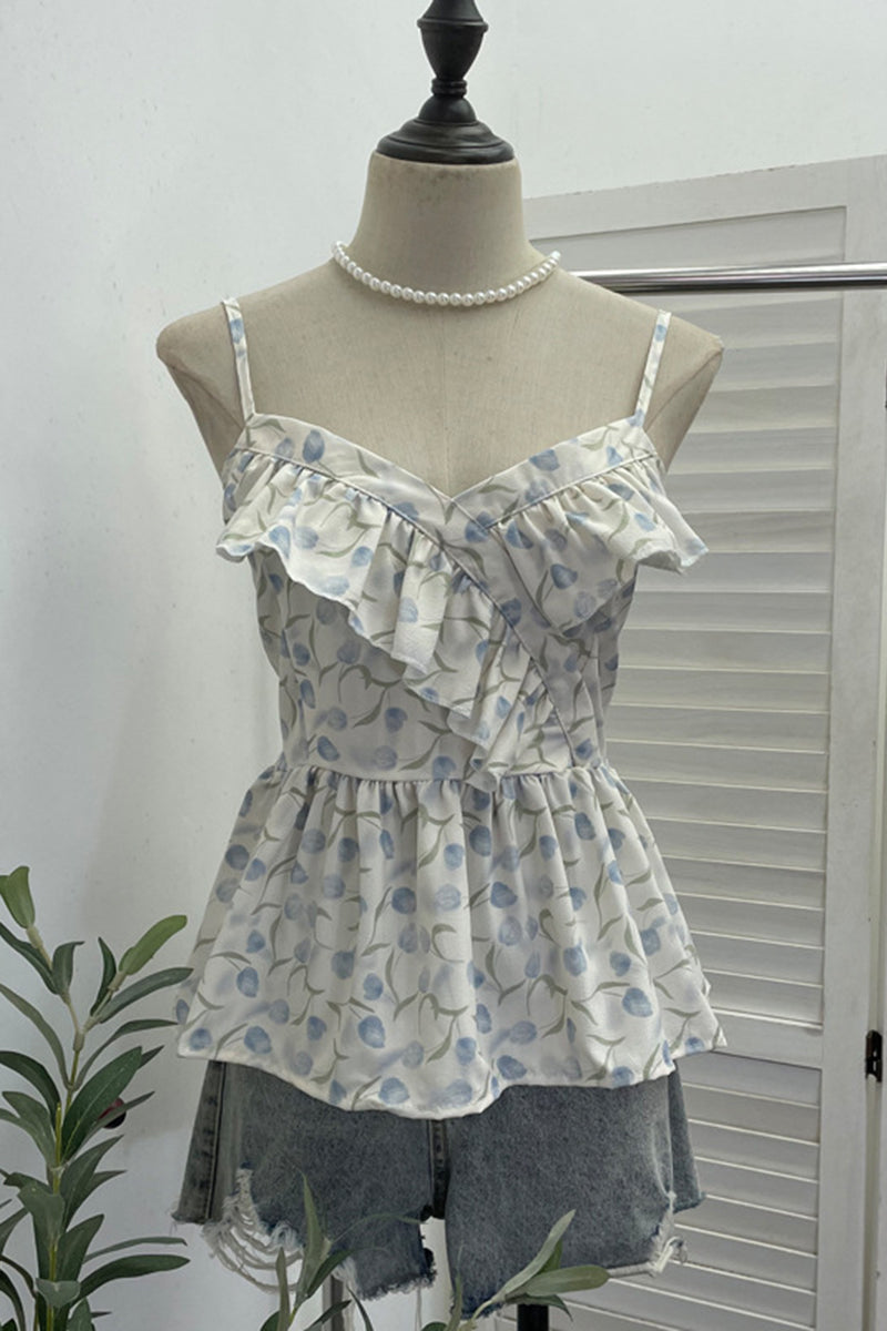 Floral Ruffle Sleeveless Camisole