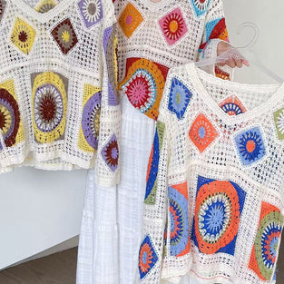Boho Crochet Patchwork Blouse