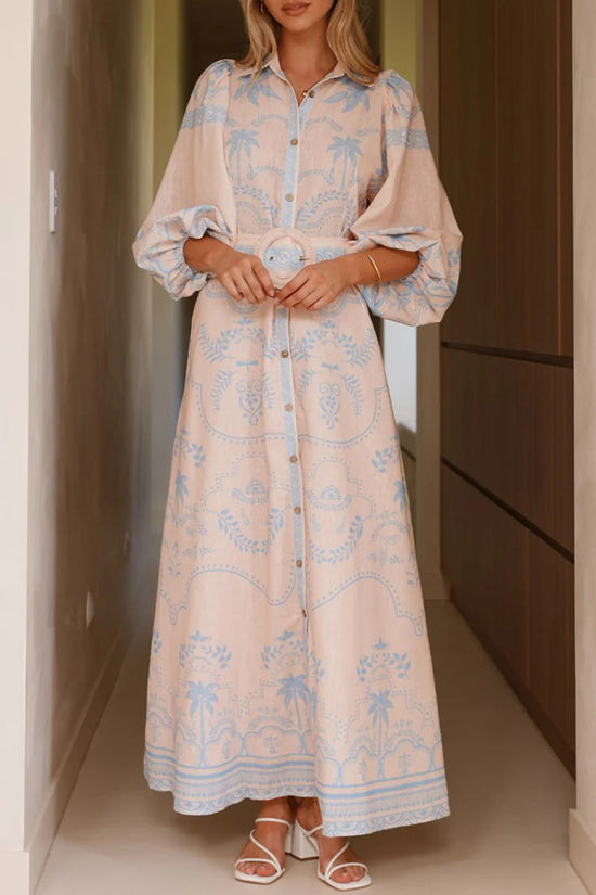 Floral Long Sleeve Button-Down Dress