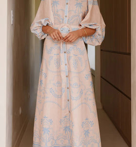 Floral Long Sleeve Button-Down Dress