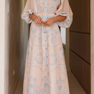 Floral Long Sleeve Button-Down Dress