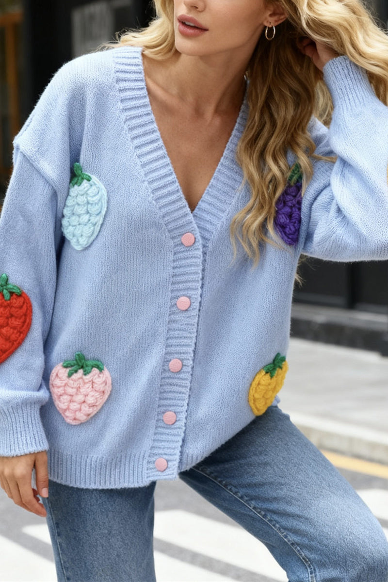 Fruit Patch Button-Up Cardigan