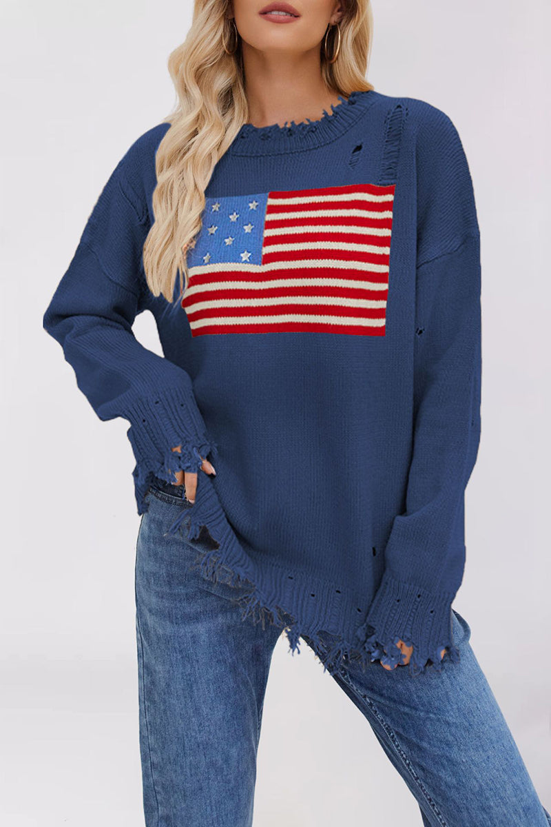 Distressed American Flag Sweater