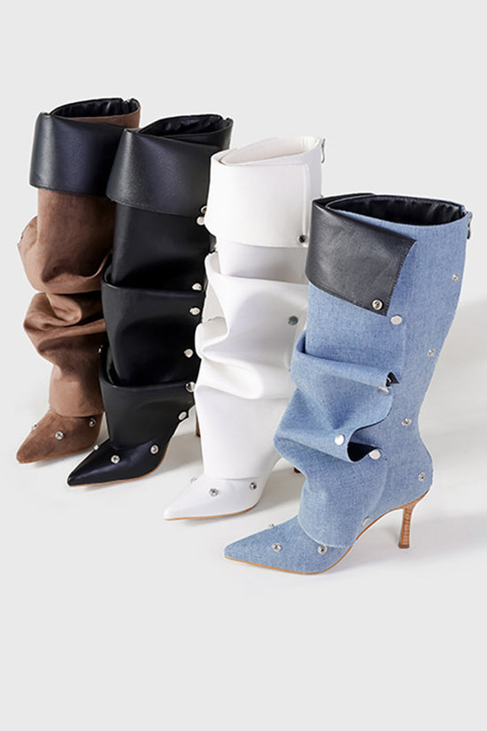 Chic Ruffled High-Heel Boots