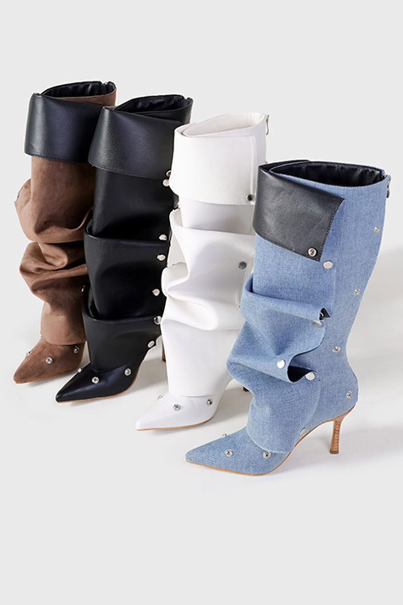 Chic Ruffled High-Heel Boots