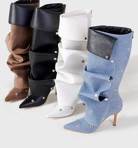 Chic Ruffled High-Heel Boots
