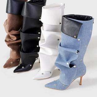 Chic Ruffled High-Heel Boots