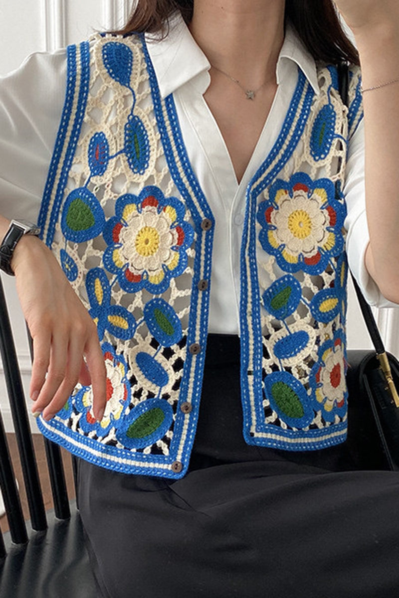 Floral Crochet Sweater Vest