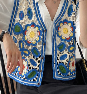 Floral Crochet Sweater Vest