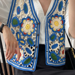 Floral Crochet Sweater Vest