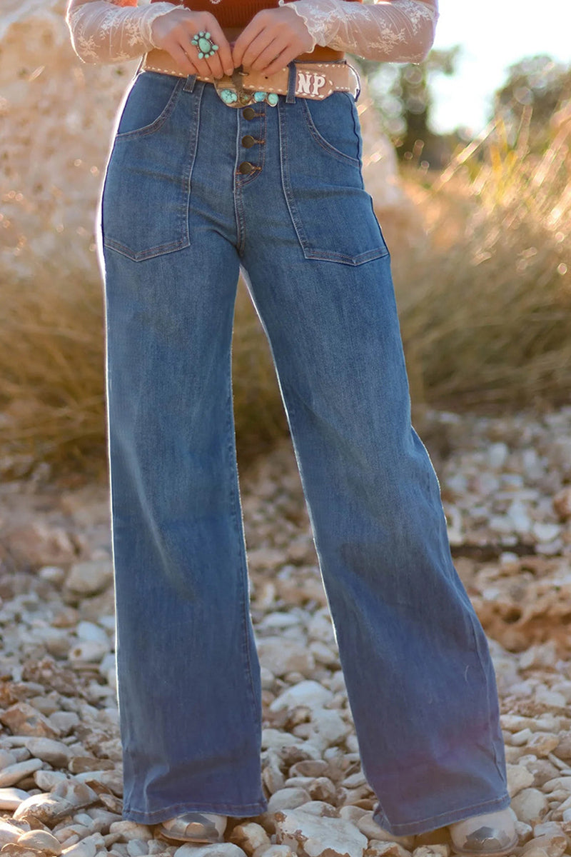 High-Waist Straight-Leg Denim Jeans