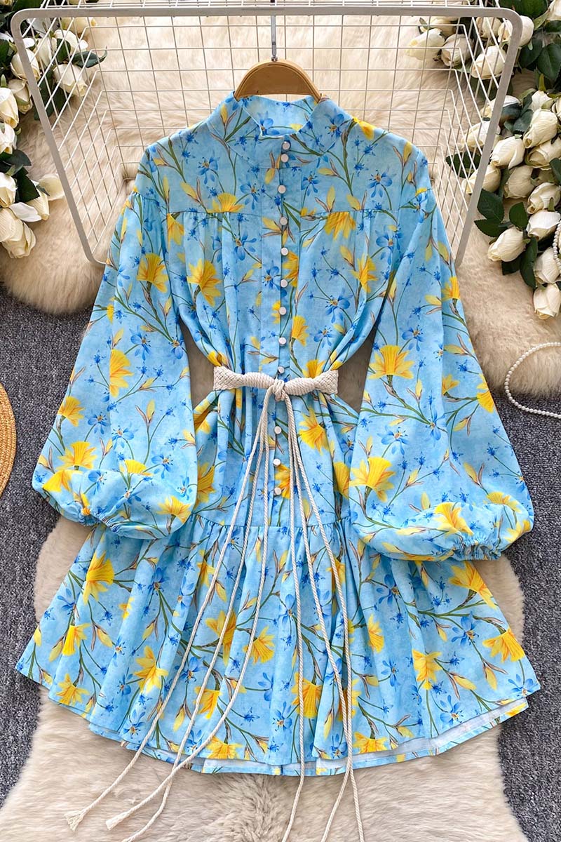 Floral Belted Casual Dress
