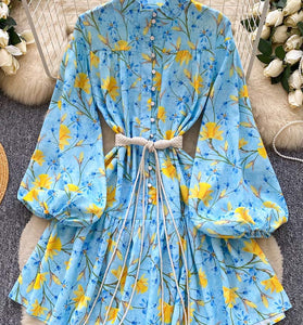 Floral Belted Casual Dress