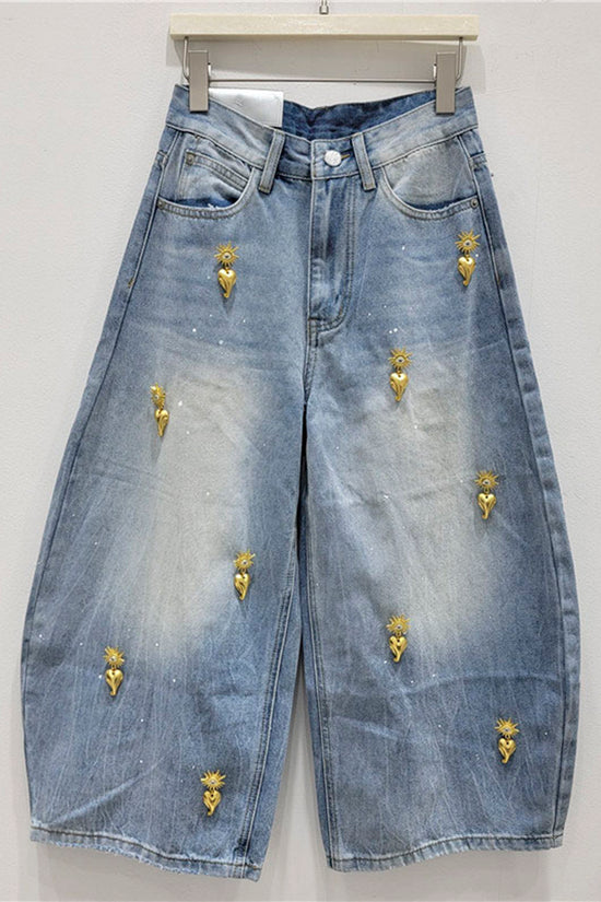 Embellished Barrel Jeans