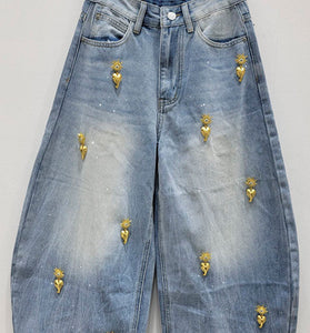 Embellished Barrel Jeans