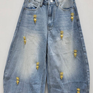 Embellished Barrel Jeans