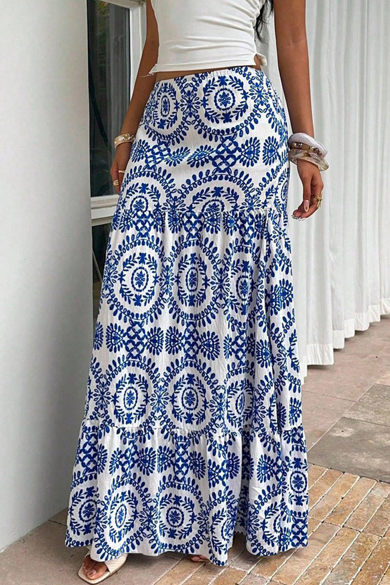 Elegant Printed Midi Skirt