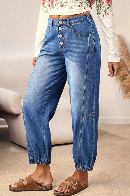 Casual Straight-Leg Buttoned Jeans